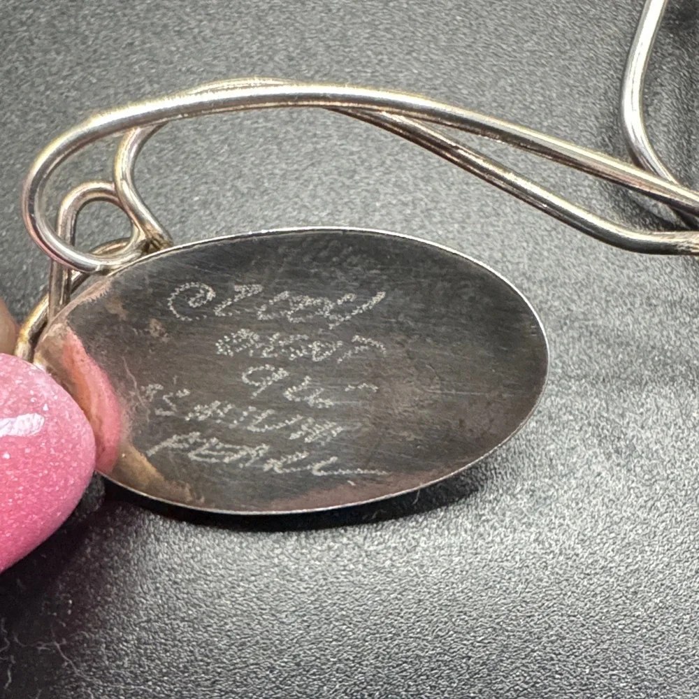 Pink Shell Sterling Silver Earrings and pendant  Artesian  Made